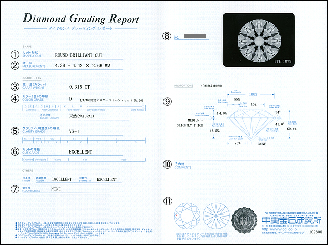 ダイヤモンド鑑定書の見方 - CGL(中央宝石研究所) | ダイヤモンド ...